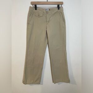 Old Navy Y2K Tan Khaki Wide Leg Ladies Cotton Chino Pants Size 6 Low Rise